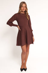 Gigi Long Sleeve Mini Dress - Brown