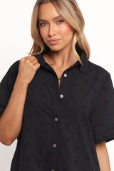 Grady Collared Shirt Dress - Black