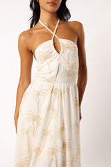 Granger Halterneck Midi Dress - White Print