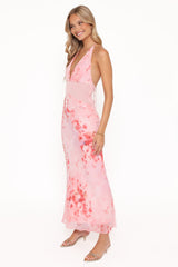 Gwyneth Halterneck Maxi Dress - Pink Floral