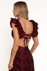 Harmony Maxi Dress - Burgundy Metallic Floral
