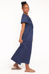 Ilyana Short Sleeve Maxi Dress - Navy