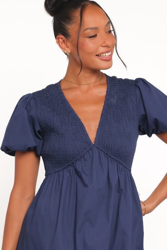 Ilyana Short Sleeve Maxi Dress - Navy