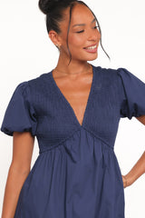Ilyana Short Sleeve Maxi Dress - Navy