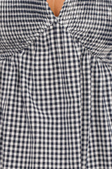 Ilyana Short Sleeve Maxi Dress - Navy Gingham