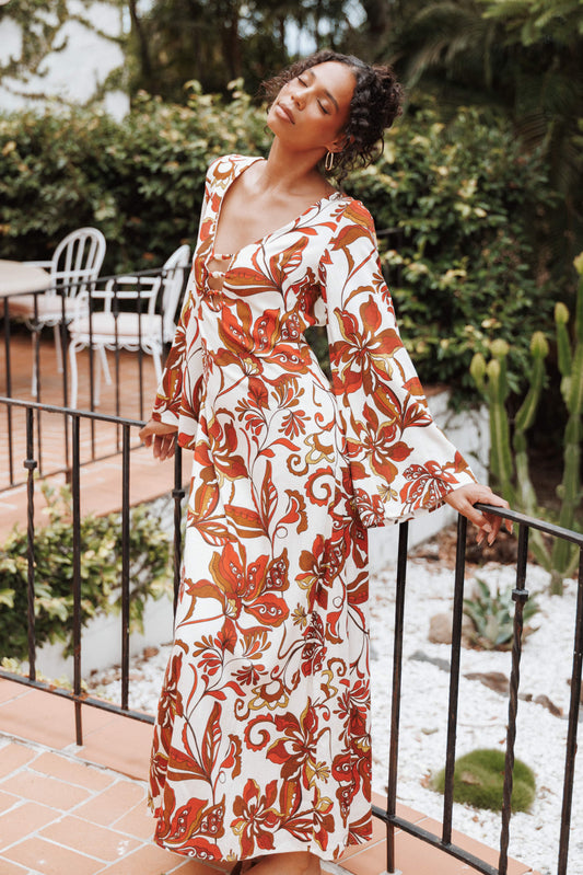 Inala Maxi Dress - Brown Floral