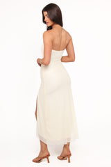 Iridessa Strapless Midi Dress - Yellow Floral