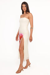 Iridessa Strapless Midi Dress - Yellow Floral