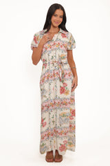 James Button Through Maxi Dress - Rose Tile