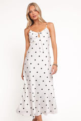 Jamila Midi Dress - White Polka Dot