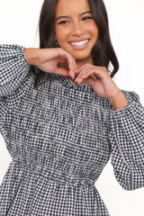Jessen Long Sleeve Mini Dress - Navy Gingham