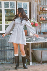 Jessen Long Sleeve Mini Dress - Navy Gingham