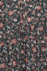 Jinny Long Sleeve Mini Dress - Dark Green/Multi