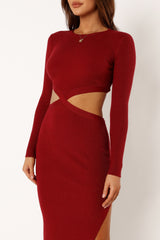 Jonah Long Sleeve Midi Dress - Red Dhalia