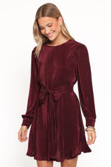 Joy Plisse Mini Dress - Burgundy