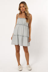 Kali Mini Dress - White Blue