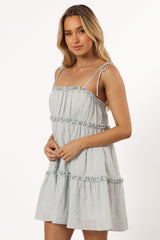 Kali Mini Dress - White Blue