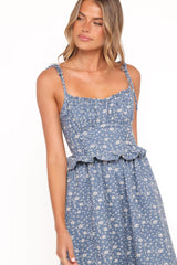 Karie Midi Dress - Blue Floral