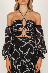 Karma Maxi Dress - White/Black Floral
