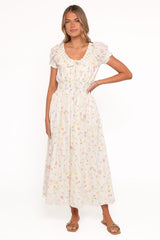 Katana Puff Sleeve Midi Dress - Floral