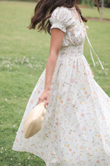Katana Puff Sleeve Midi Dress - Floral