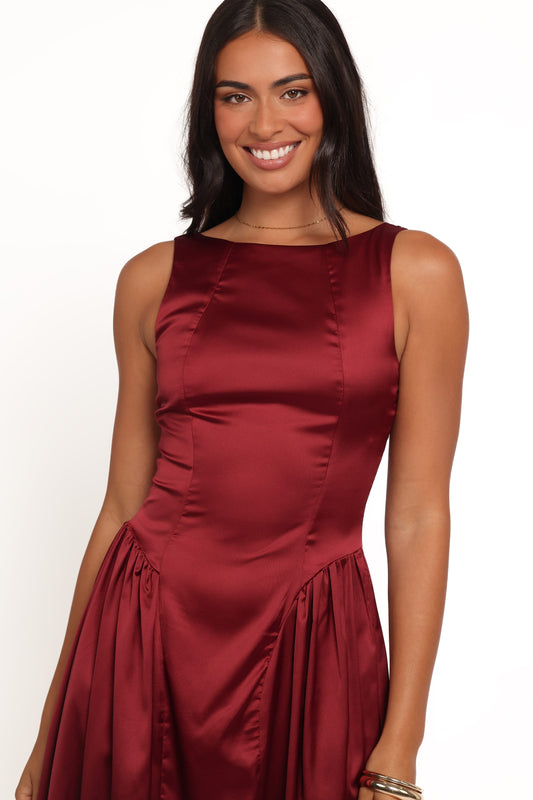 Katelyn Midi Dress - Burgundy