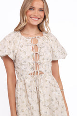 Kathleen Maxi Dress - Light Beige/Green Floral