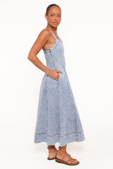 Katie Maxi Dress - Med Denim
