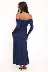 Katiya Off Shoulder Dress - Navy
