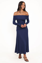 Katiya Off Shoulder Dress - Navy