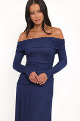 Katiya Off Shoulder Dress - Navy