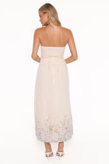 Kayt Strapless Dress - Embroidered Floral