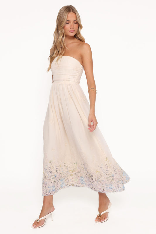 Kayt Strapless Dress - Embroidered Floral