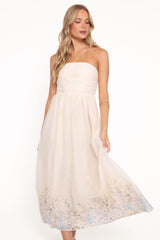 Kayt Strapless Dress - Embroidered Floral