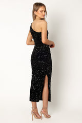Kiki One Shoulder Midi Dress - Black