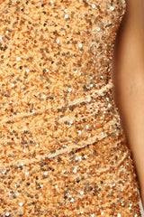 Kiki One Shoulder Midi Dress - Gold