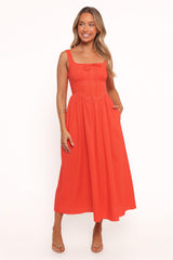 Kinslee Midi Dress - Coral