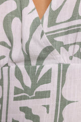 Kolby Long Sleeve Midi Dress - Sage Print