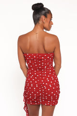 Kristen Strapless Mini Dress - Red Polka Dot