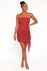 Kristen Strapless Mini Dress - Red Polka Dot