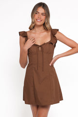 Lacey Mini Dress - Brown