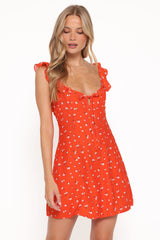 Lacey Mini Dress - Red Floral