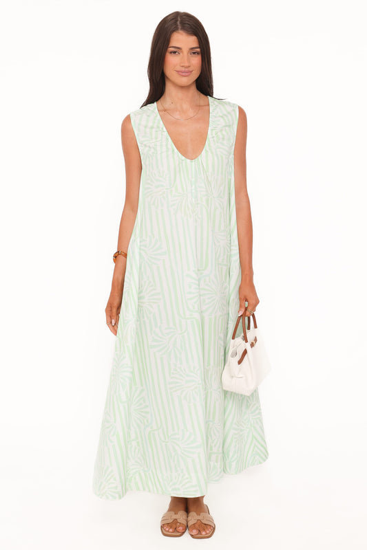 Laurita Maxi Dress - Jade Painted Stripe