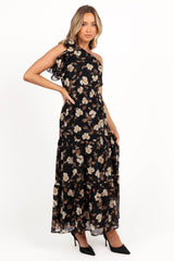 Layley One Shoulder Maxi Dress - Black Floral