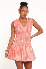 Leabrook Mini Dress - Peach Stripe