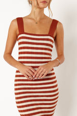 Ledger Midi Dress - Tan Stripe