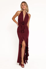 Leowna Halterneck Maxi Dress - Burgundy