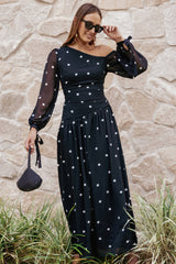 Levine Maxi Dress - Black Polka Dot