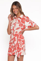 Leyton Mini Dress - Red Floral