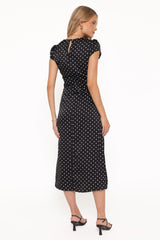 Lisbeth Midi Dress - Black Polka Dot